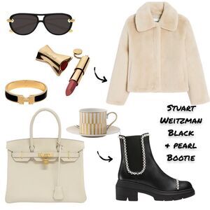 Stuart Weitzman Nora Demprl Black Bootie With Pearls